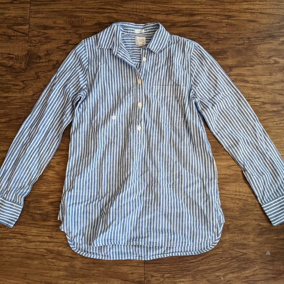 J. Crew Long Sleeve Linen Half Button Down shirt - Picture 1 of 13